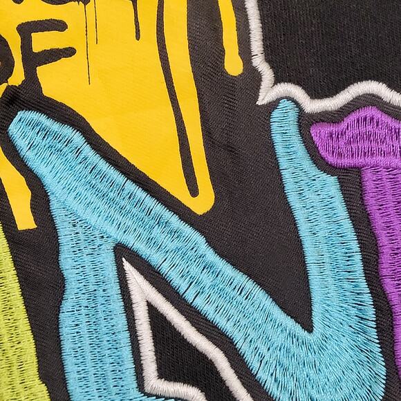 Peace Sign Hoodie Large 22x26 Embroidered Black - Picture 14 of 14